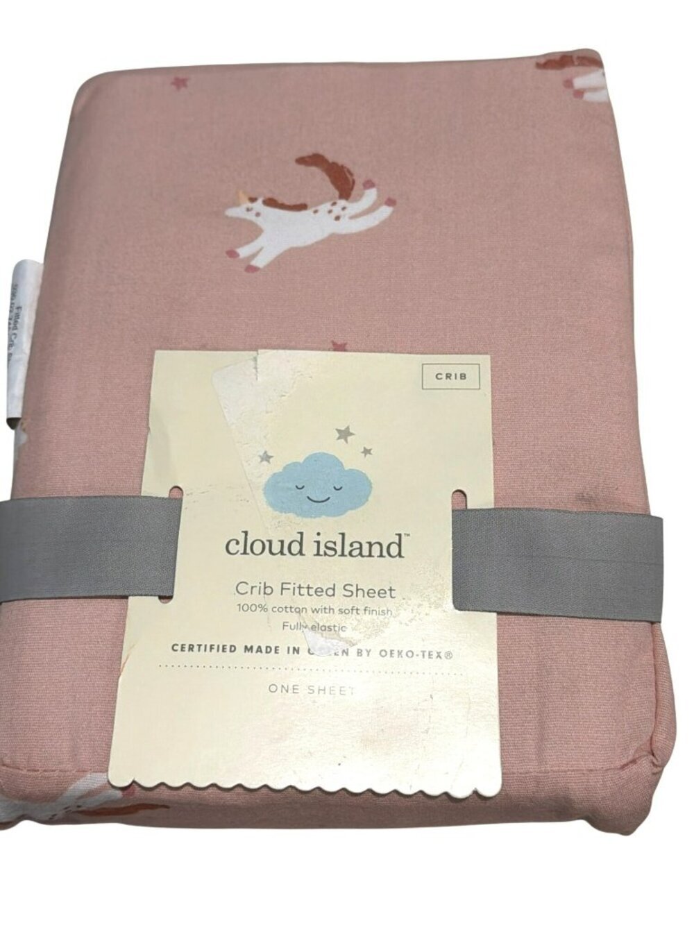 Cloud Island Pink Unicorn Crib Fitted Sheet 28"x52"x9" Elastic Edges New